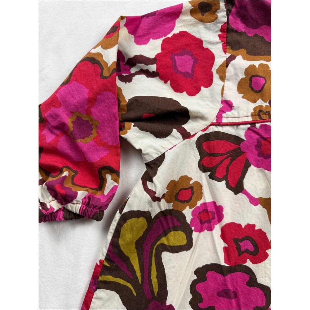 Pink Chicken Floral Dress Kids 8Y Multicolor Retro A-Line Boho Cotton - Picture 7 of 14